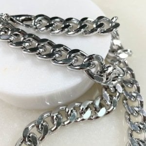 Kalın Ezme Zincir Kolye- gold- silver