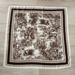 Kahve Krem Hayvan Desenli Pamuklu Şal 90*90cm