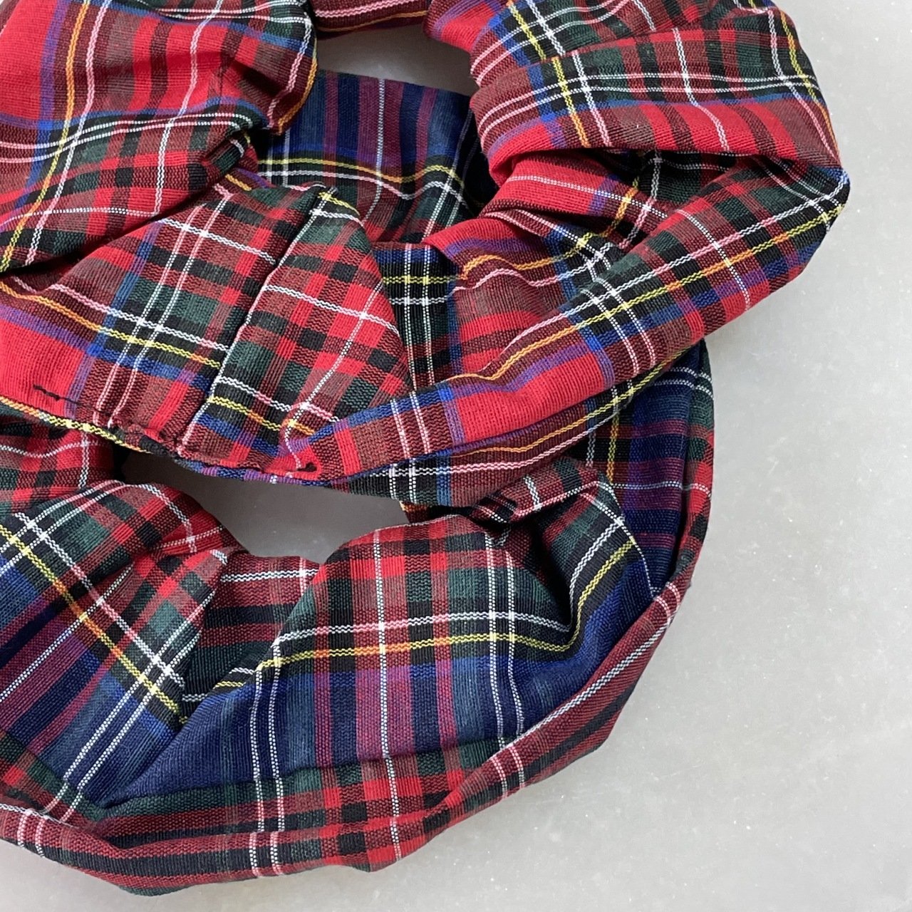 Ekose Desenli Scrunchie Toka