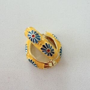 Sarı Mineli Halka Küpe