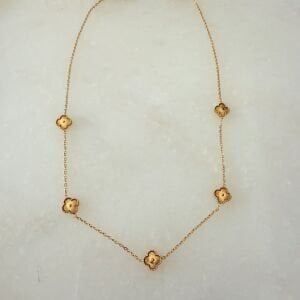 Çelik Gold Minimal Yonca Kolye