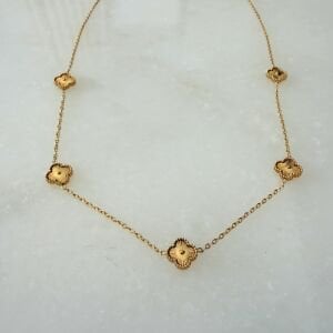 Çelik Gold Minimal Yonca Kolye