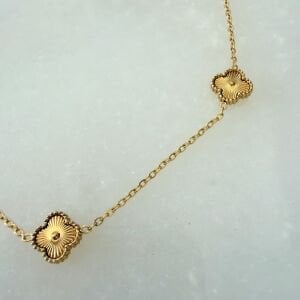 Çelik Gold Minimal Yonca Kolye