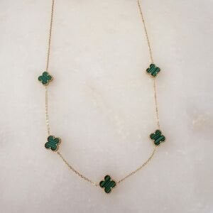 Çelik Yeşil Yonca Kolye