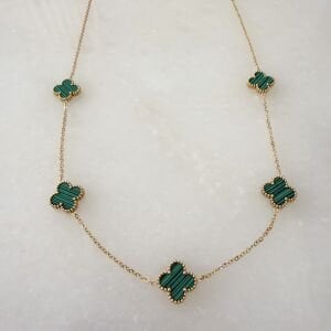 Çelik Yeşil Yonca Kolye