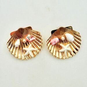 Altın Kaplama İstiridye Küpe (pembe)