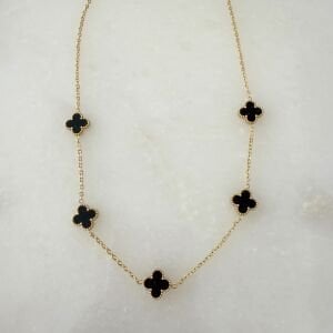 Çelik Siyah Yonca Kolye