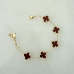 Çelik Bordo Yonca Bileklik