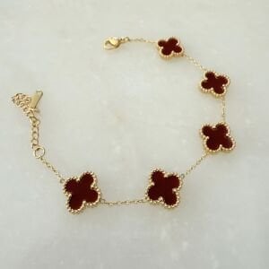 Çelik Bordo Yonca Bileklik