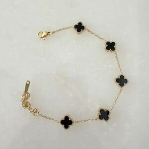 Çelik Siyah Minimal Yonca Bileklik