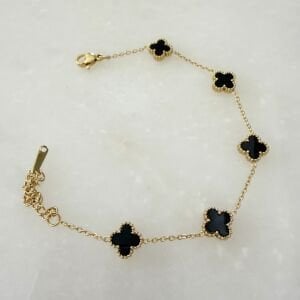 Çelik Siyah Minimal Yonca Bileklik