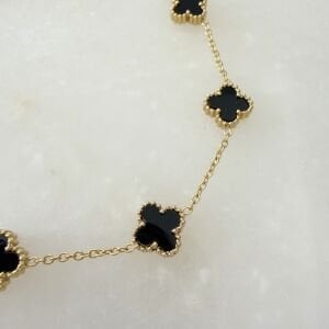 Çelik Siyah Minimal Yonca Bileklik