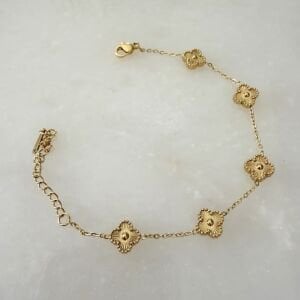 Çelik Gold Minimal Yonca Bileklik