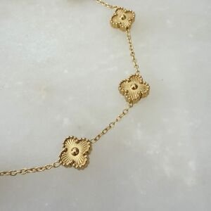 Çelik Gold Minimal Yonca Bileklik