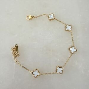 Çelik Beyaz Minimal Yonca Bileklik