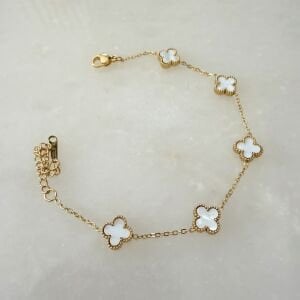 Çelik Beyaz Minimal Yonca Bileklik