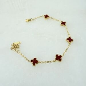 Çelik Bordo Minimal Yonca Bileklik