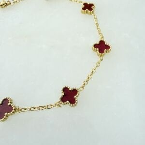 Çelik Bordo Minimal Yonca Bileklik