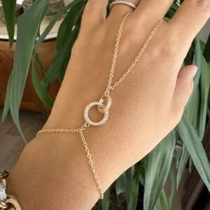 Altın Kaplama Taşlı Halka Detaylı Şahmeran