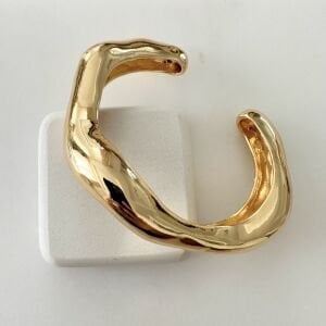Altın Kaplama Kıvrımlı Plaka Bileklik -gold-