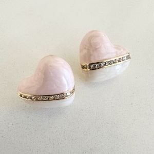 Pembe Mineli Taşlı Kalp Küpe