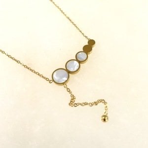 Çelik Sedef Taş Detaylı Kolye