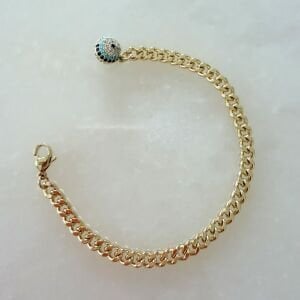 Özel Seri Taşlı Nazar Detaylı Ezme Zincir Bileklik