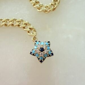 Özel Seri Taşlı Yıldız Detaylı Ezme Zincir Bileklik