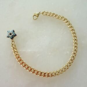 Özel Seri Taşlı Yıldız Detaylı Ezme Zincir Bileklik