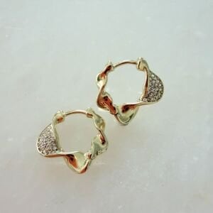 Özel Seri Taşlı Dalgalı Halka Küpe