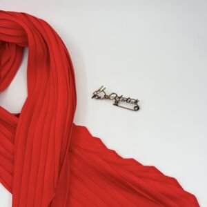 M.Kemal ATATÜRK İmza Broş- Kırmızı İpek Saten Fular Kombin