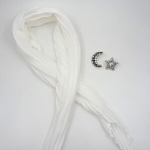 Ay Yıldız Küpe- Beyaz İpek Saten Fular Kombin