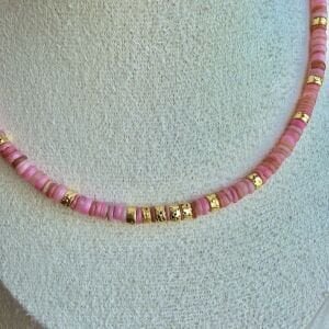 Pembe Gold Boncuk Kolye