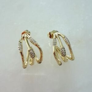 Özel Seri 3sıra Taş Detaylı Küpe