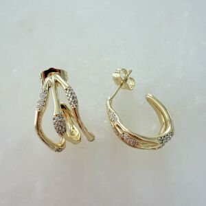 Özel Seri 3sıra Taş Detaylı Küpe