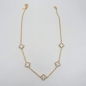 Çelik Beyaz Yonca Kolye