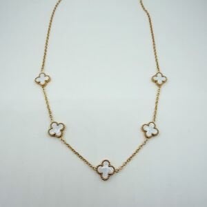 Çelik Beyaz Yonca Kolye