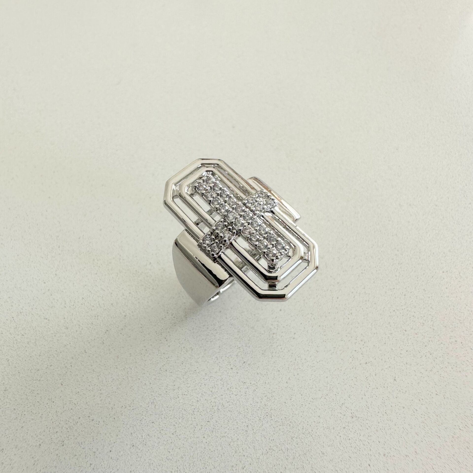 Özel Seri Dikdörtgen Taşlı Yüzük -silver-