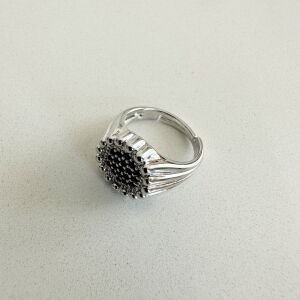 Özel Seri Renkli Taşlı Daire Yüzük -silver-