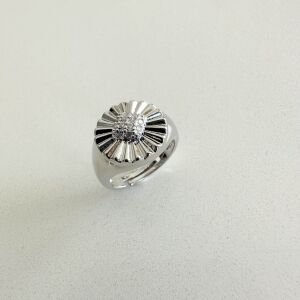 Özel Seri Tırtıklı Taşlı Yüzük -silver-