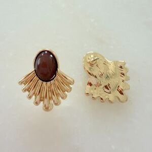 Kahverengi Boncuk Detaylı Vintage Küpe