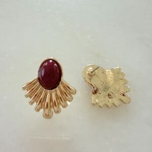 Bordo Boncuk Detaylı Vintage Küpe