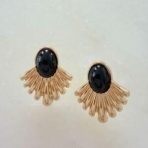 Siyah Boncuk Detaylı Vintage Küpe