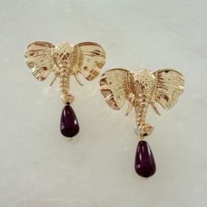 Bordo Boncuk Sallantılı Fil Küpe