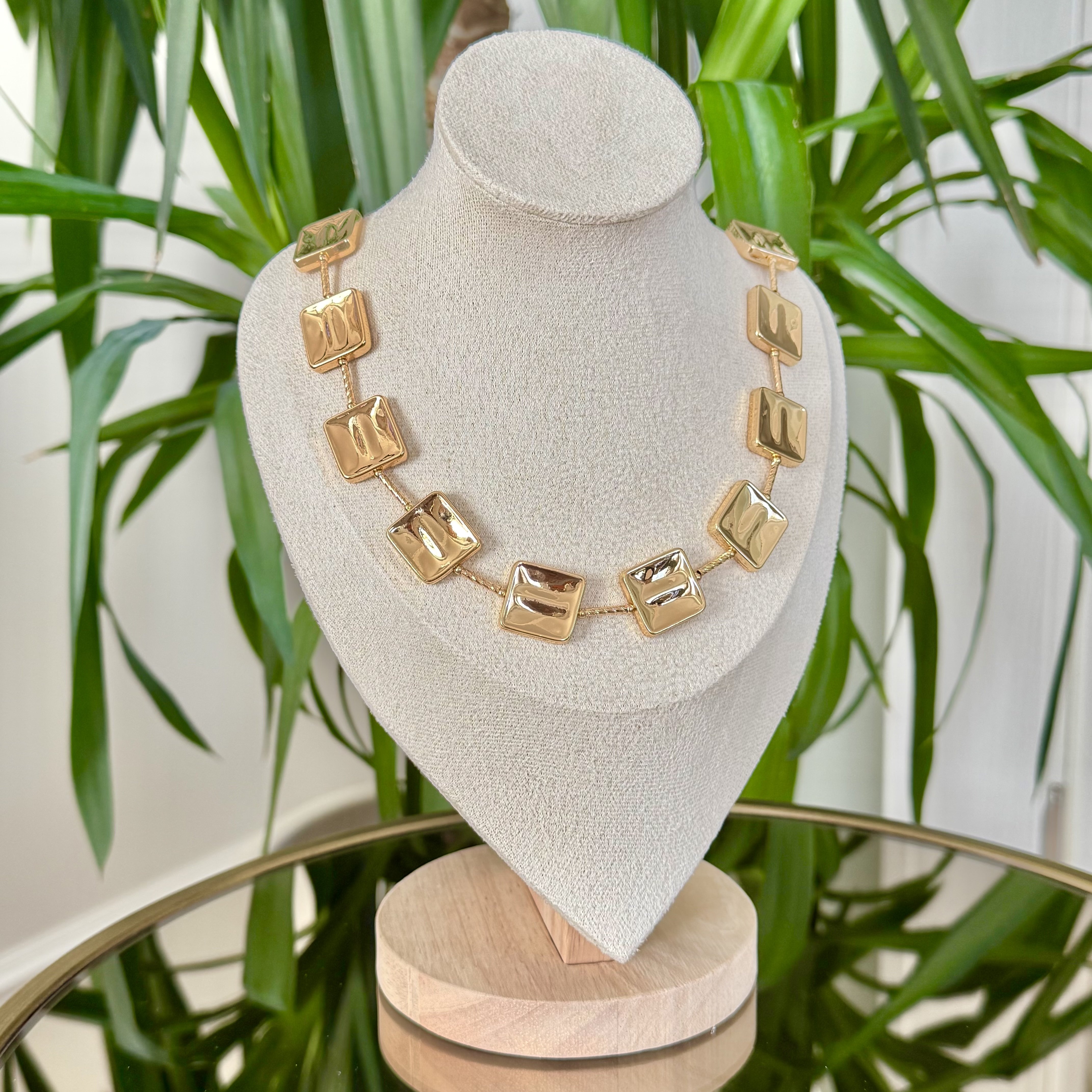 Altın Kaplama Kare Plaka Kolye