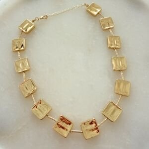 Altın Kaplama Kare Plaka Kolye