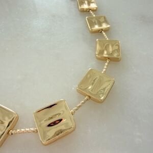 Altın Kaplama Kare Plaka Kolye