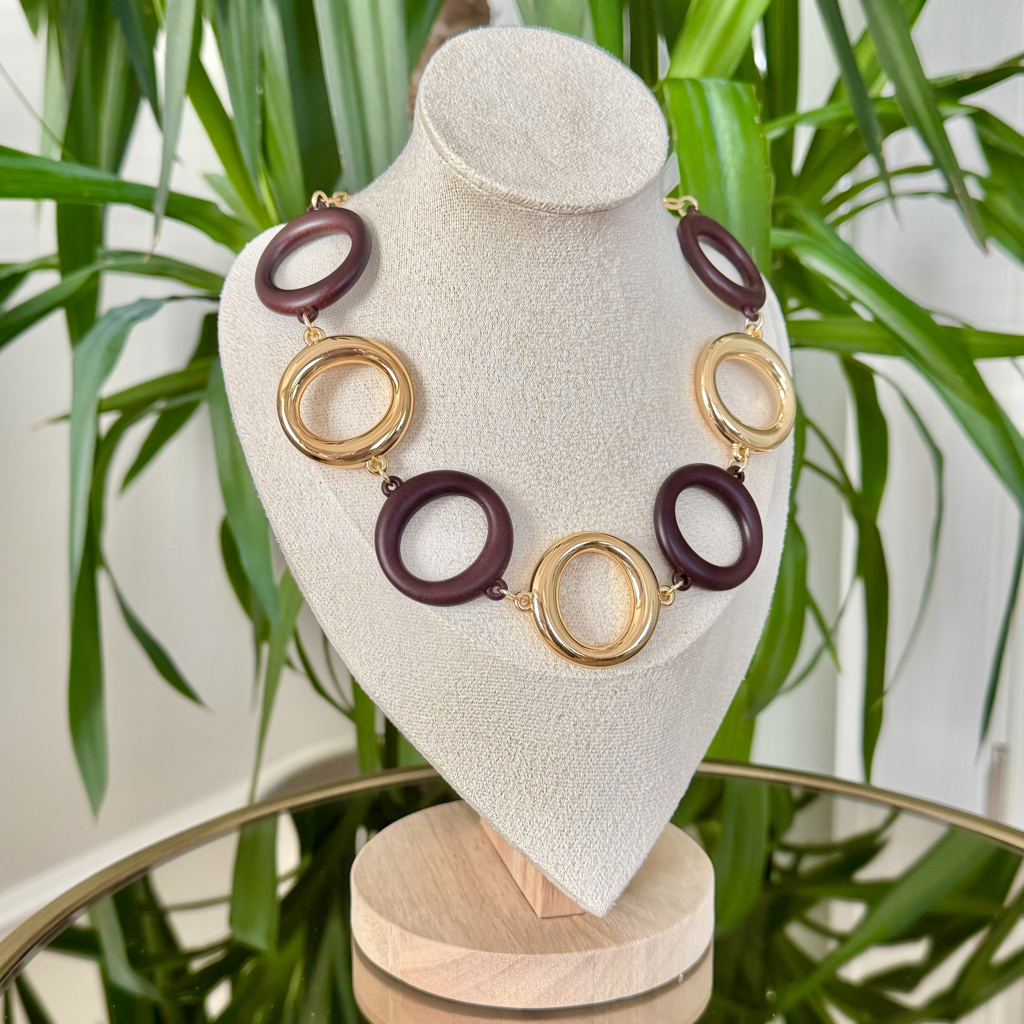 Altın Kaplama Kahve Gold Daire Kolye