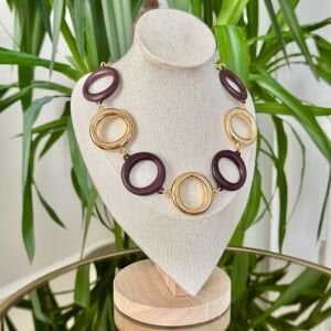 Altın Kaplama Kahve Gold Daire Kolye