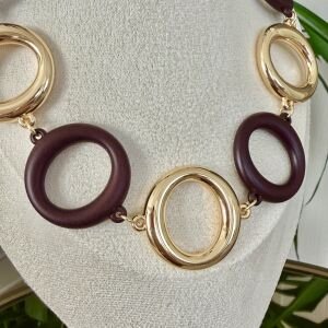 Altın Kaplama Kahve Gold Daire Kolye